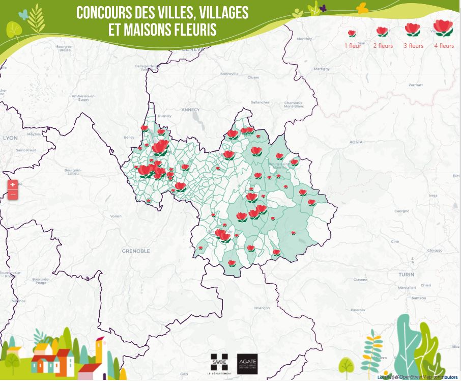 Carte interactive des Villes et Villages fleuris de Savoie